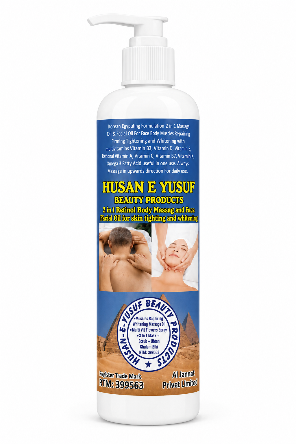 Husnae 2-in-1 Retinol Body Massage & Face Facial Oil